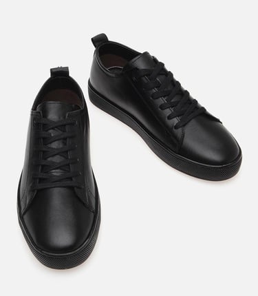  Erkek Deri Siyah Yaya Günlük Ayakkabı