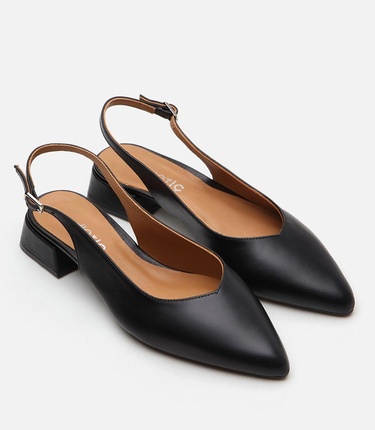  Kadın Deri Siyah Babet