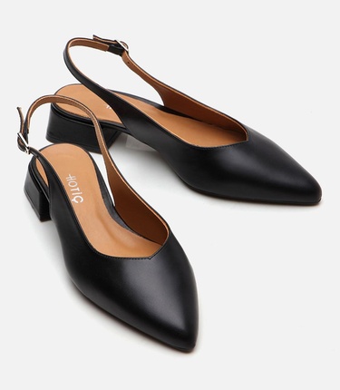  Kadın Deri Siyah Babet