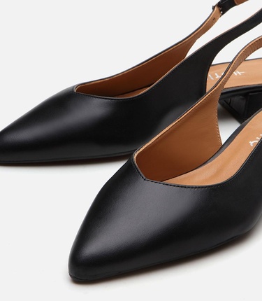  Kadın Deri Siyah Babet