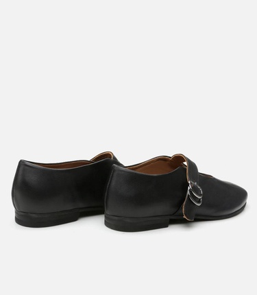  Kadın Deri Mary Jane Siyah Babet