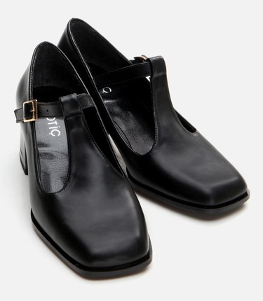  Kadın Siyah Kalın Topuklu Ayakkabı