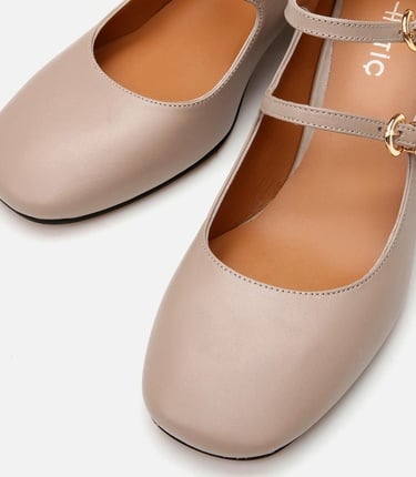  Kadın Deri Mary Jane Vizon Kalın Topuk