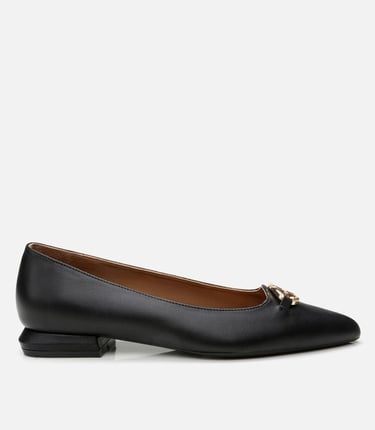  Kadın Deri Siyah Babet