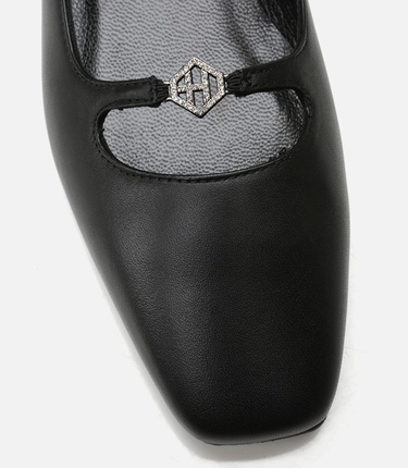  Kadın Deri Mary Jane Siyah Babet