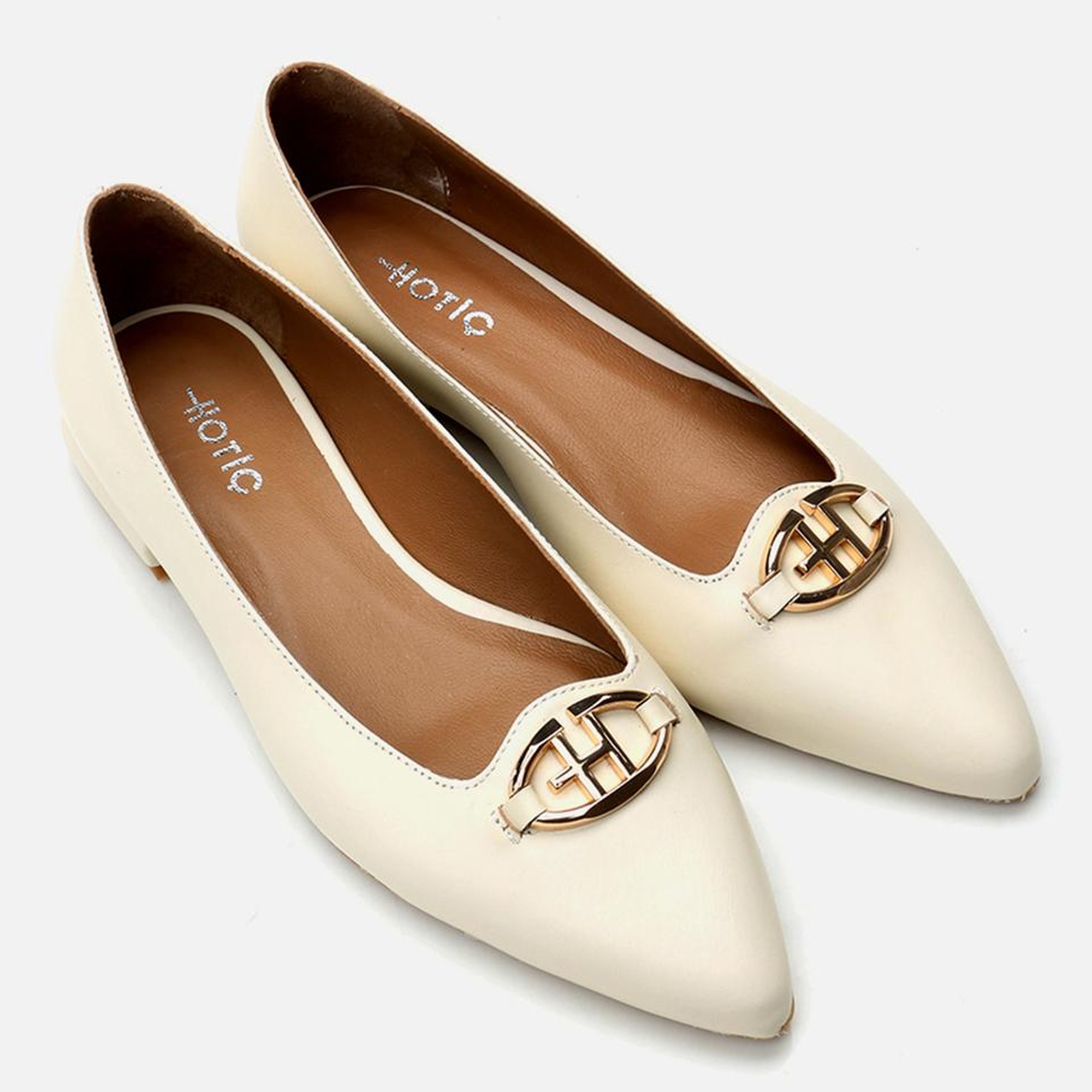 Kadın Deri Ekru Babet