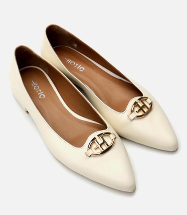  Kadın Deri Ekru Babet