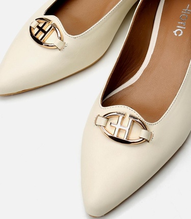  Kadın Deri Ekru Babet