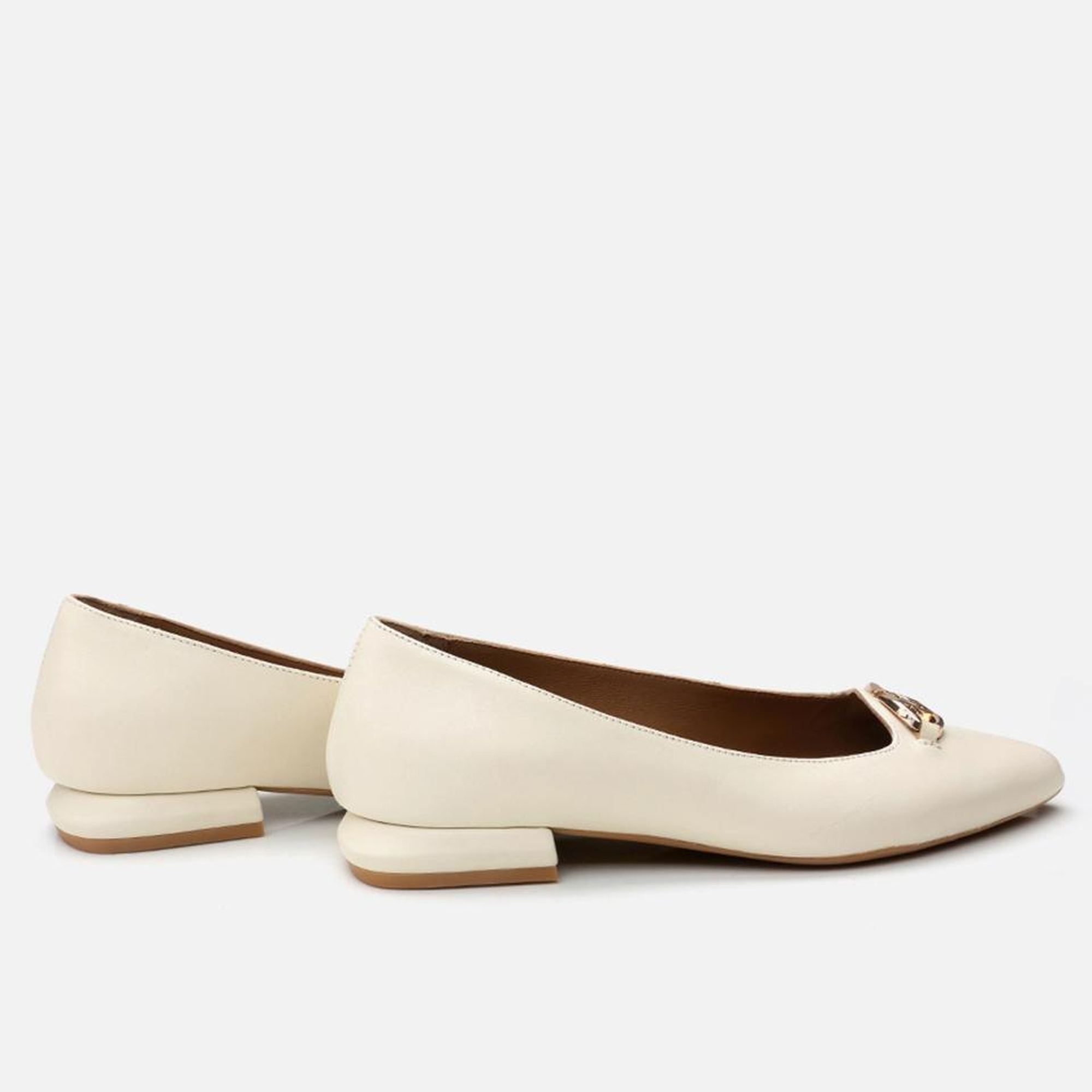 Kadın Deri Ekru Babet