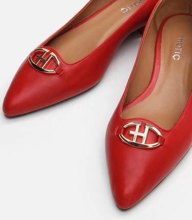  Kadın Deri Kırmızı Babet