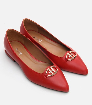  Kadın Deri Kırmızı Babet