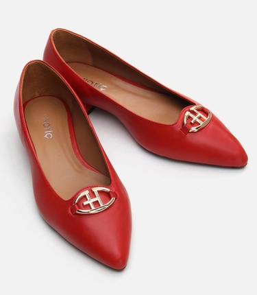  Kadın Deri Kırmızı Babet