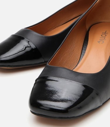  Kadın Rugan Deri Siyah Babet