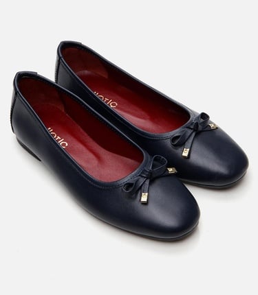  Kadın Deri Lacivert Babet