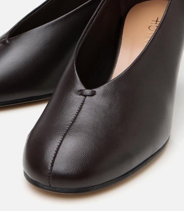  Kadın Deri Kahverengi İnce Topuklu Ayakkabı