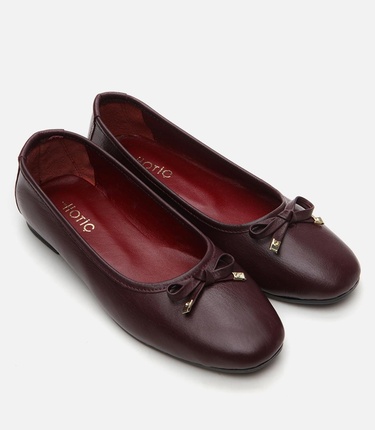  Kadın Deri Bordo Babet