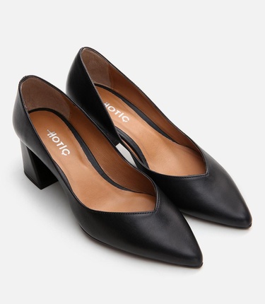  Kadın Deri Siyah Kalın Topuklu Ayakkabı