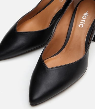  Kadın Deri Siyah Kalın Topuklu Ayakkabı