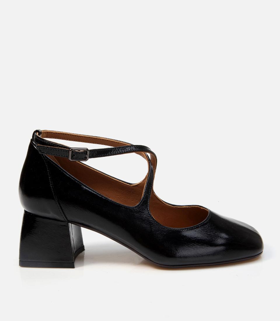  Kadın Deri Siyah Kalın Topuklu Ayakkabı