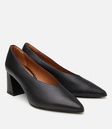  Kadın Deri Siyah Kalın Topuklu Ayakkabı