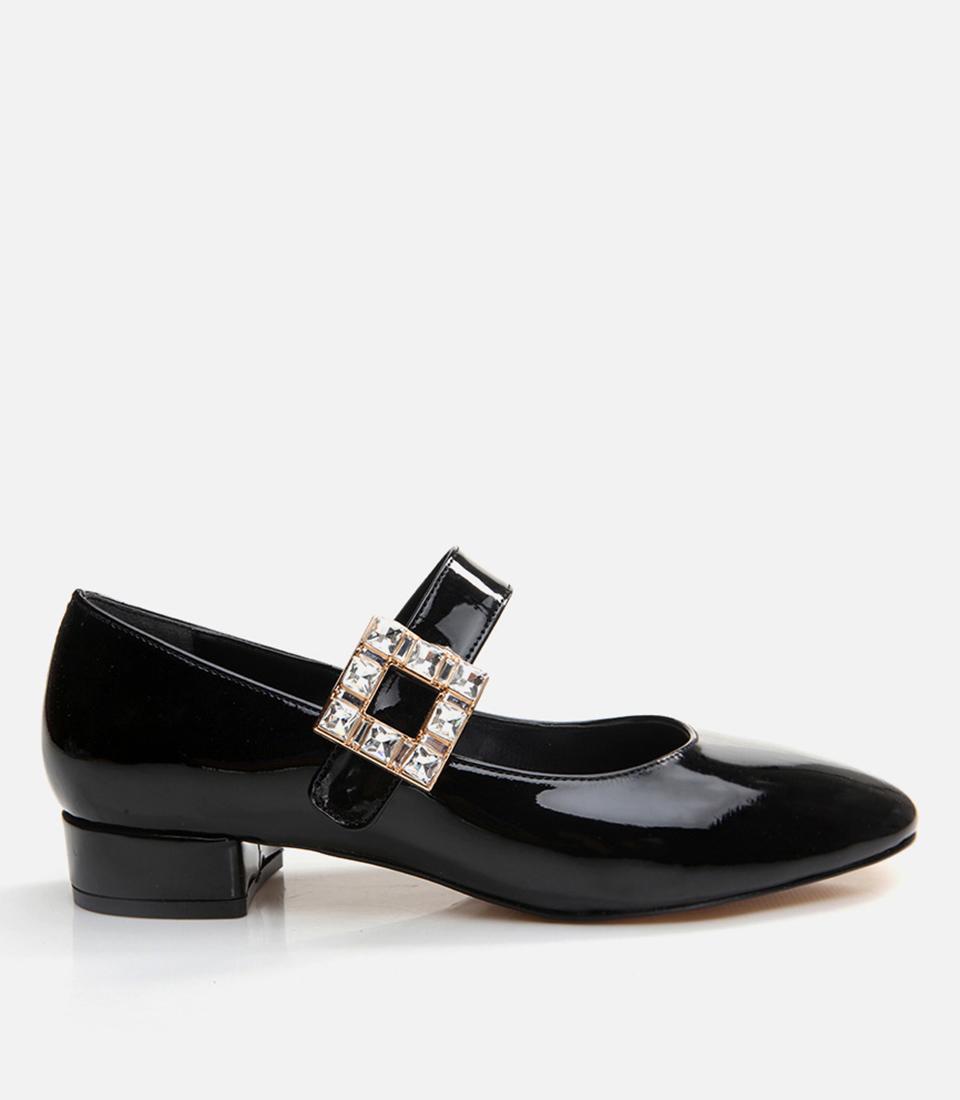  Kadın Mary Jane Siyah Kalın Topuklu Ayakkabı
