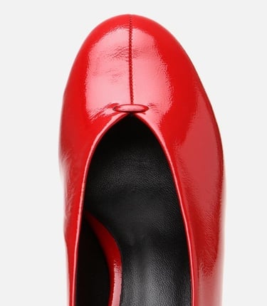  Kadın Rugan Deri Kırmızı İnce Topuklu Ayakkabı