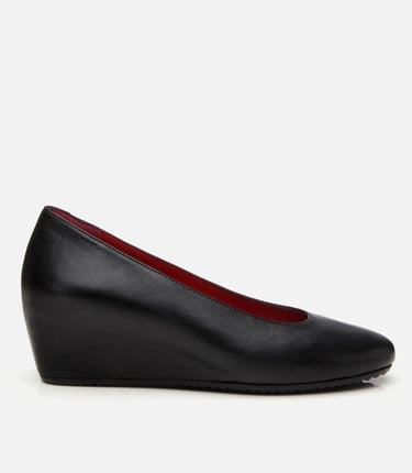  Kadın Deri Siyah Dolgu Topuklu Ayakkabı