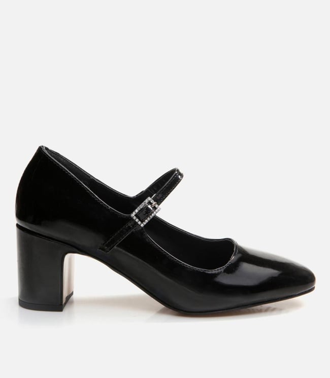  Kadın Mary Jane Siyah Kalın Topuklu Ayakkabı