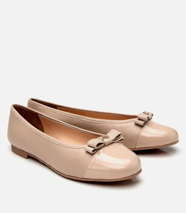  Kadın Deri Bej Esnek Tabanlı Rahat Tokalı Babet