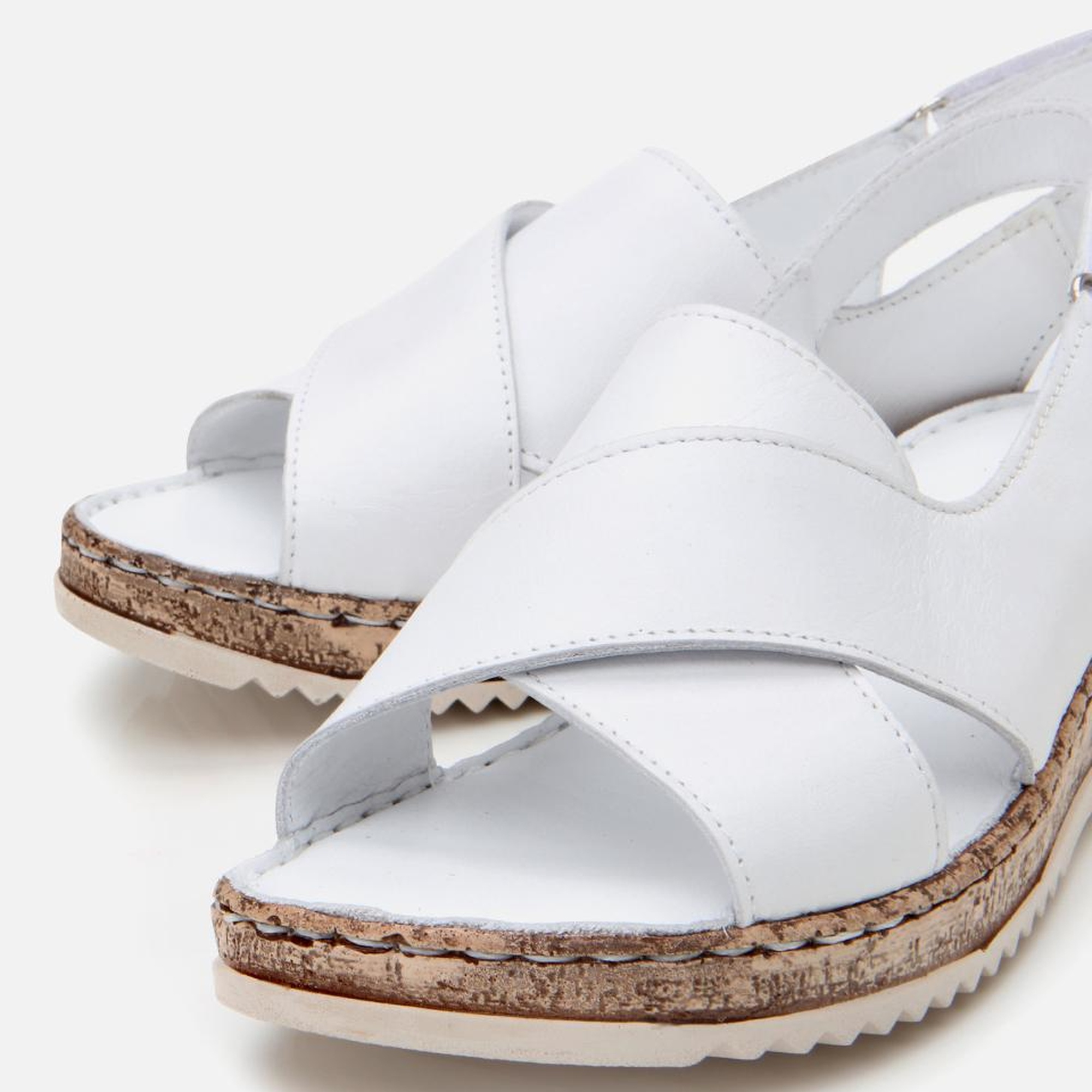 Kadın Deri Beyaz Ayarlanabilir Comfort Sandalet