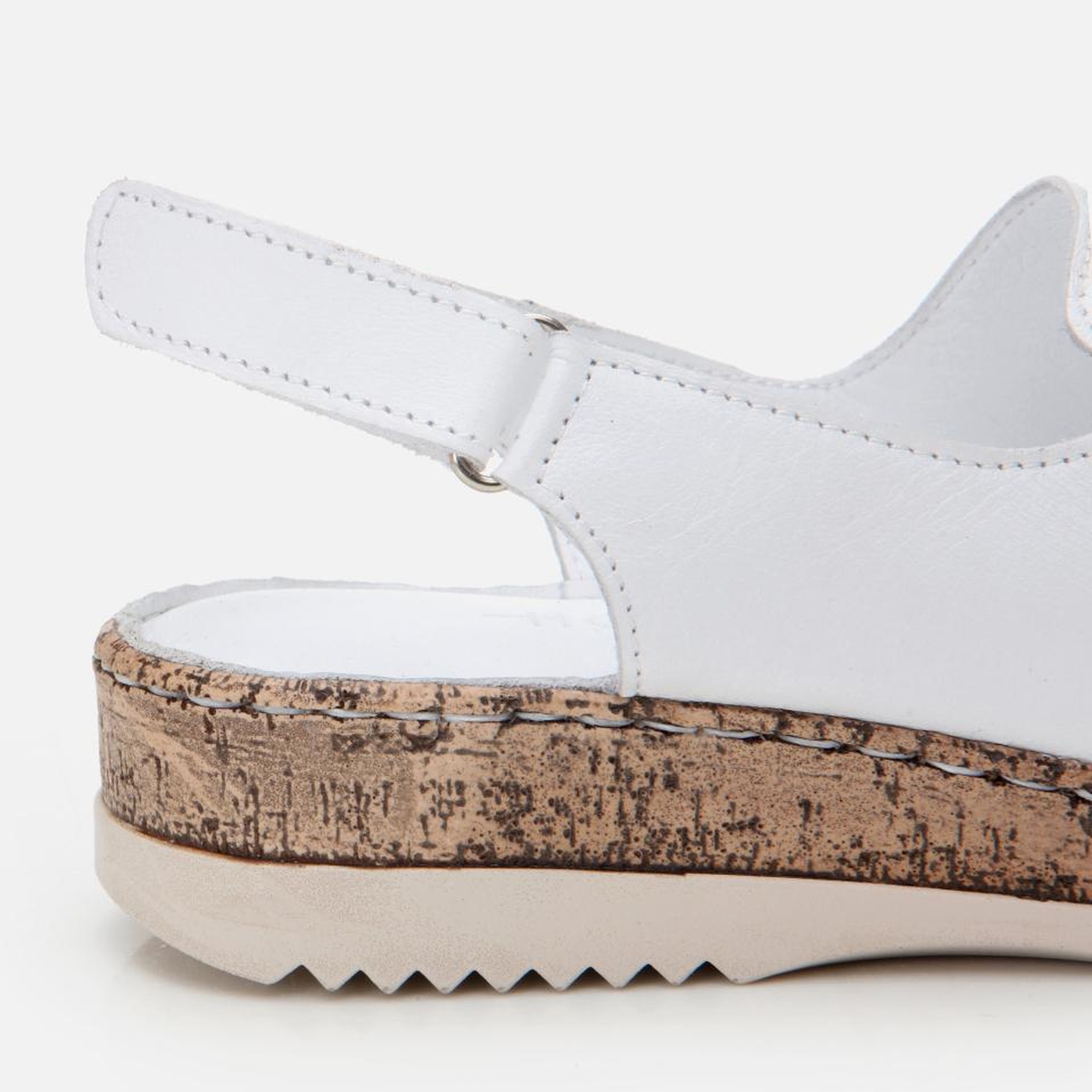 Kadın Deri Beyaz Ayarlanabilir Comfort Sandalet