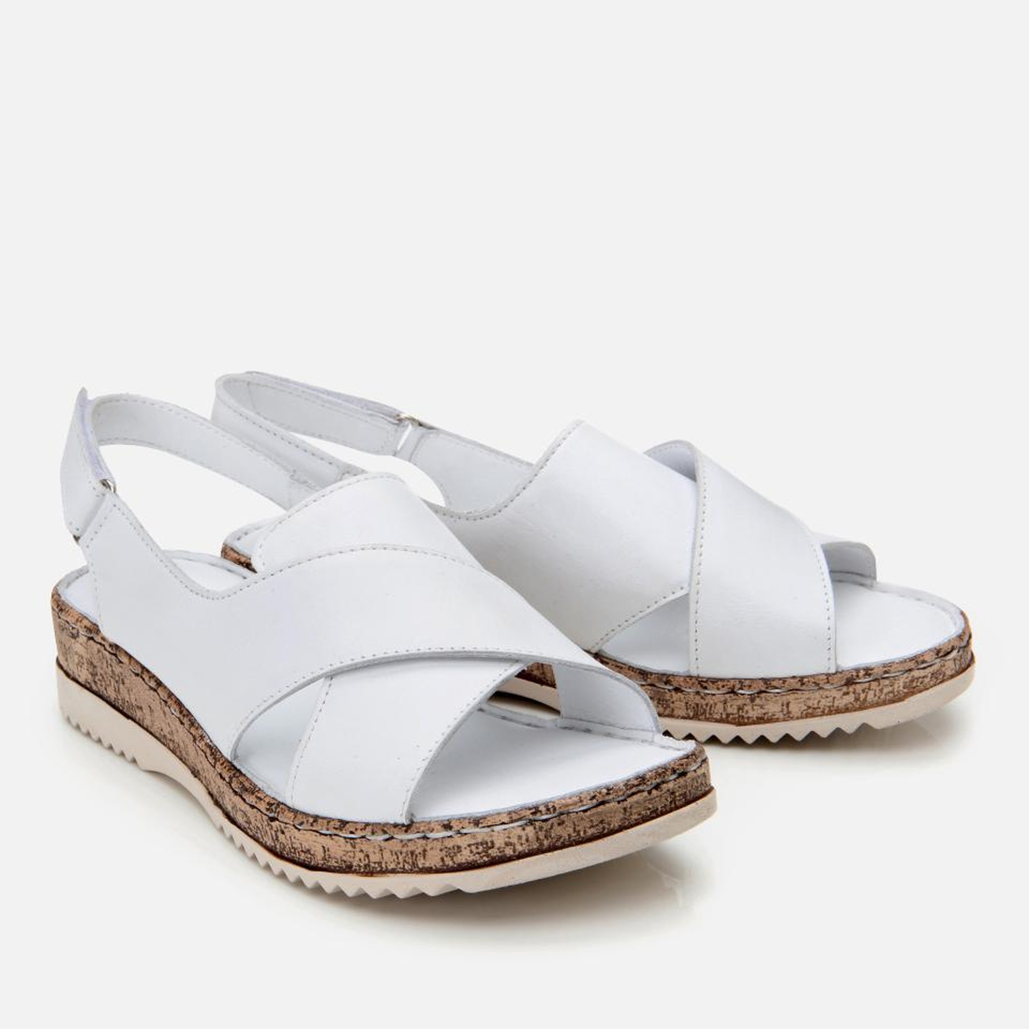 Kadın Deri Beyaz Ayarlanabilir Comfort Sandalet