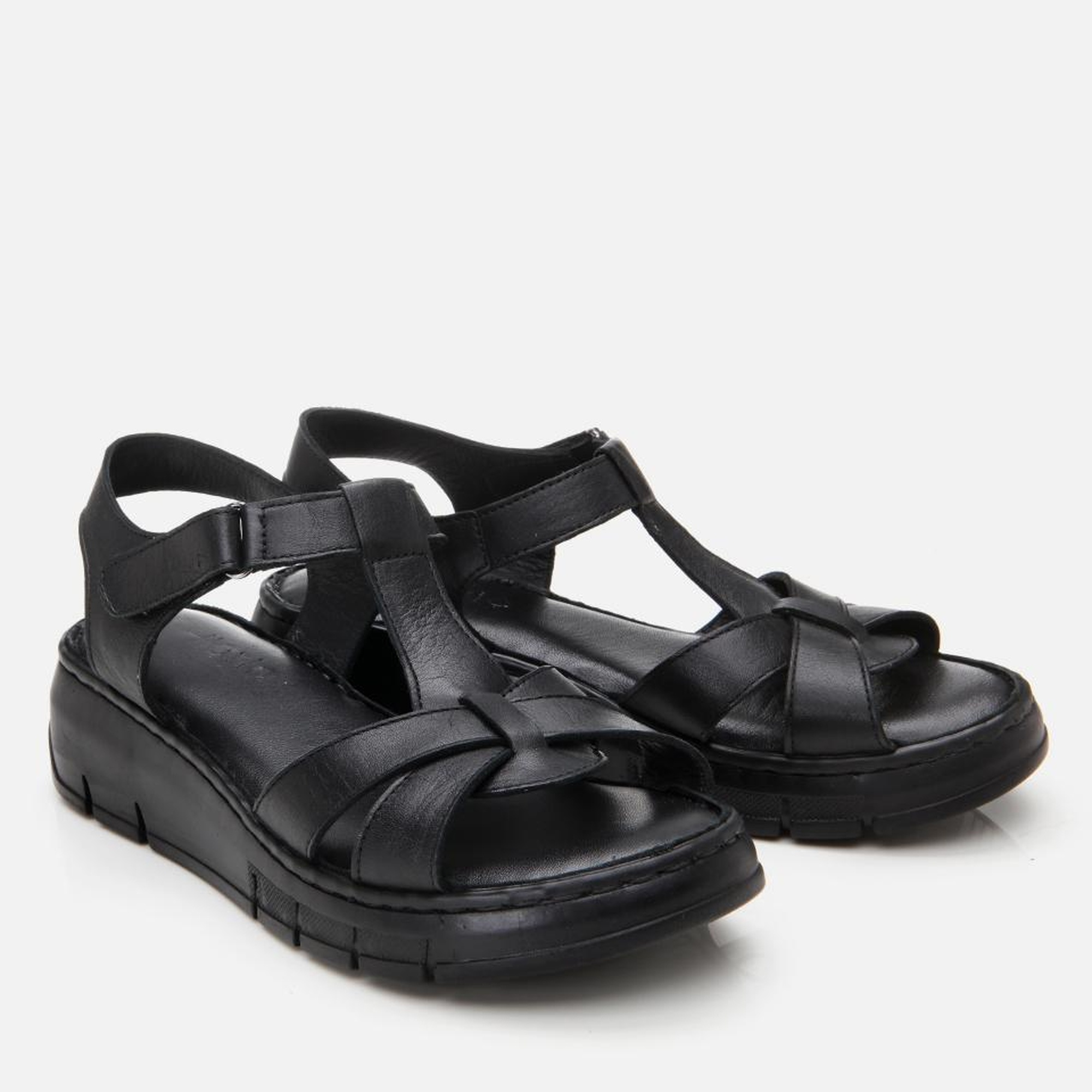 Kadın Deri Siyah Ayarlanabilir Comfort Sandalet