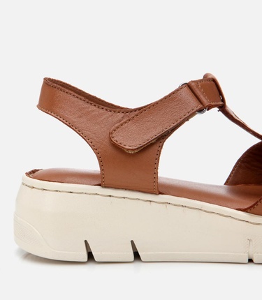  Kadın Deri Taba Ayarlanabilir Comfort Sandalet