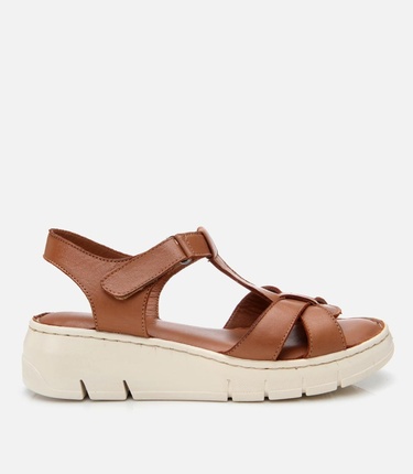  Kadın Deri Taba Ayarlanabilir Comfort Sandalet