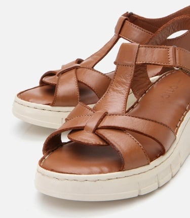  Kadın Deri Taba Ayarlanabilir Comfort Sandalet