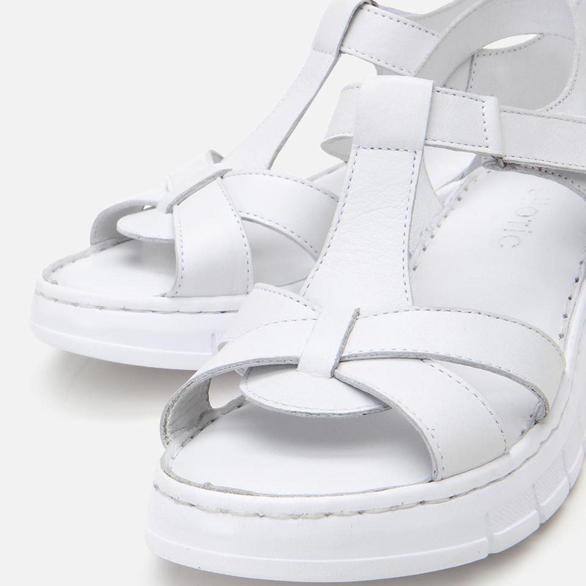 Kadın Deri Beyaz Ayarlanabilir Comfort Sandalet