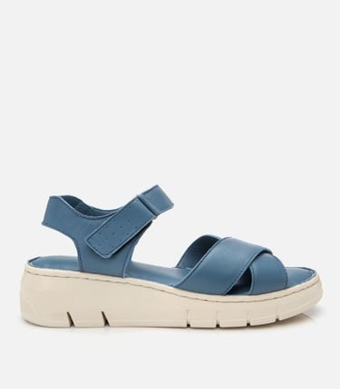  Kadın Deri Mavi Ayarlanabilir Comfort Sandalet