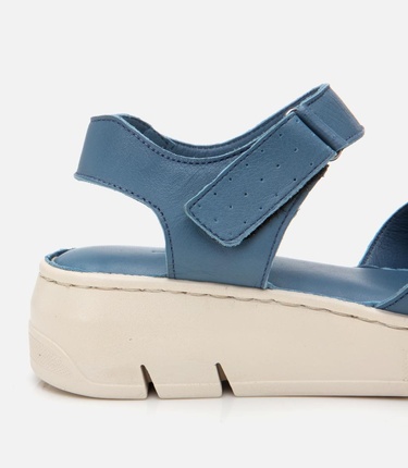  Kadın Deri Mavi Ayarlanabilir Comfort Sandalet