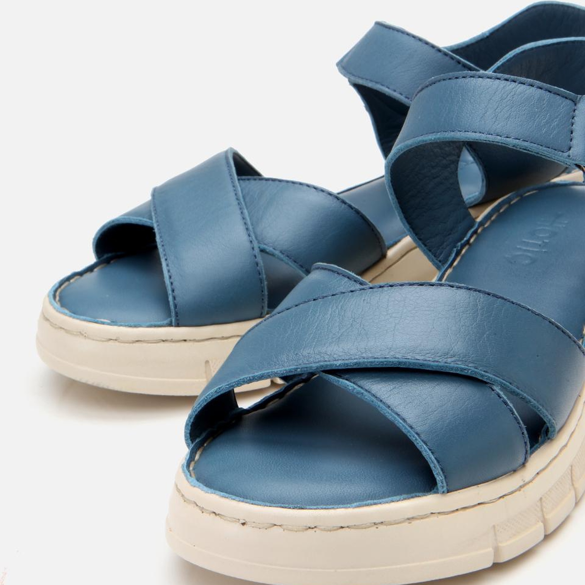 Kadın Deri Mavi Ayarlanabilir Comfort Sandalet