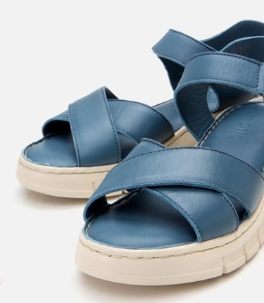  Kadın Deri Mavi Ayarlanabilir Comfort Sandalet