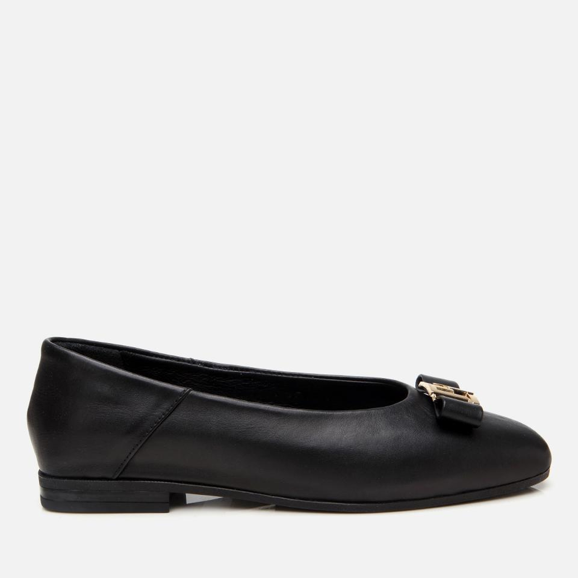 Kadın Deri Siyah Tokalı Babet