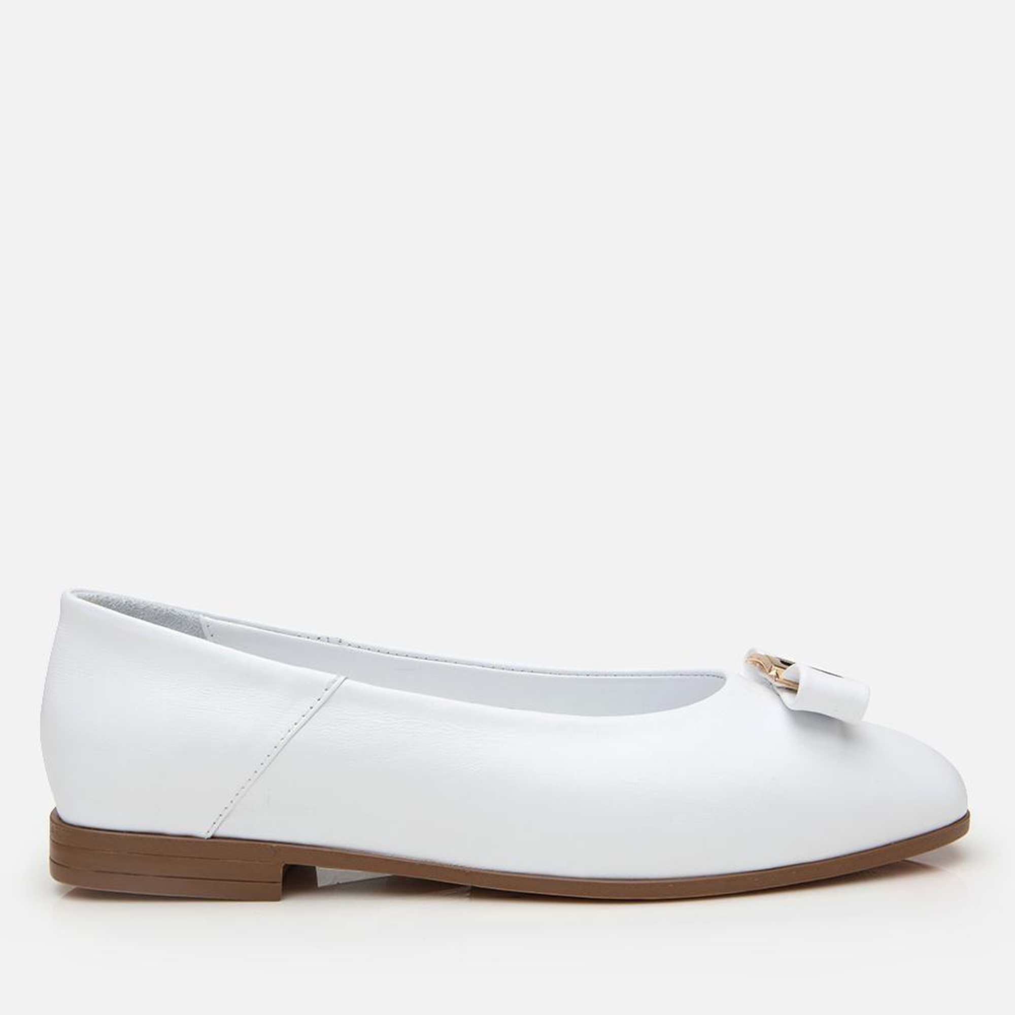 Kadın Deri Beyaz Tokalı Babet