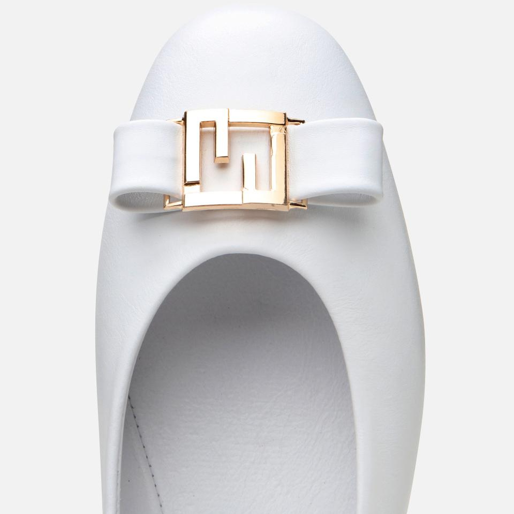 Kadın Deri Beyaz Tokalı Babet