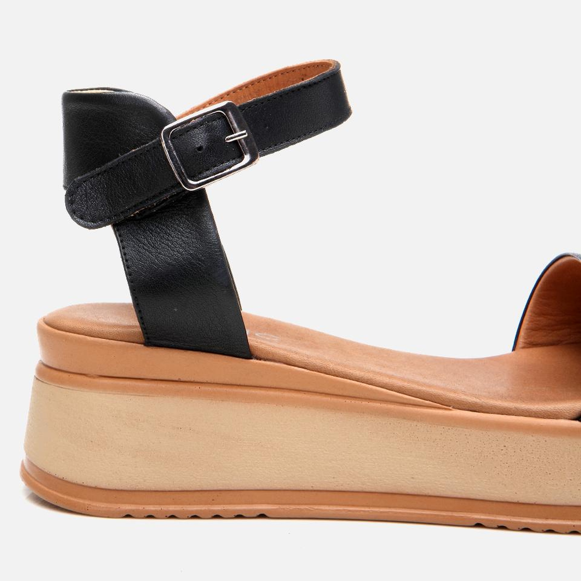 Kadın Deri Siyah Dolgu Topuklu Sandalet