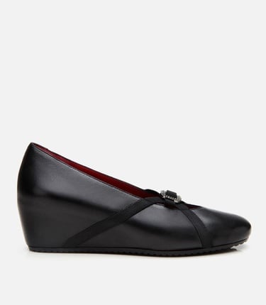  Kadın Deri Toka Detaylı Dolgu Topuklu Ayakkabı