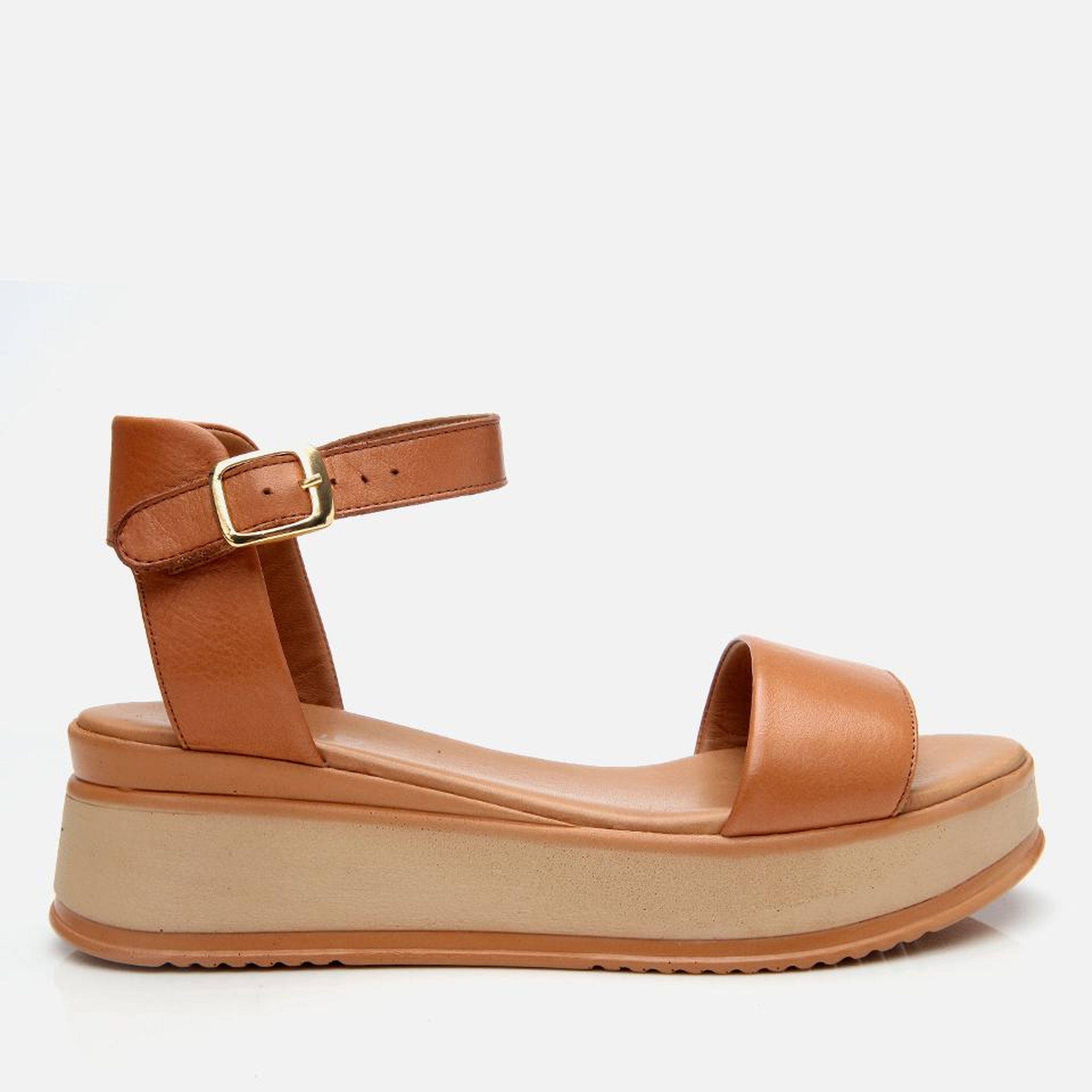 Kadın Deri Taba Dolgu Topuklu Sandalet