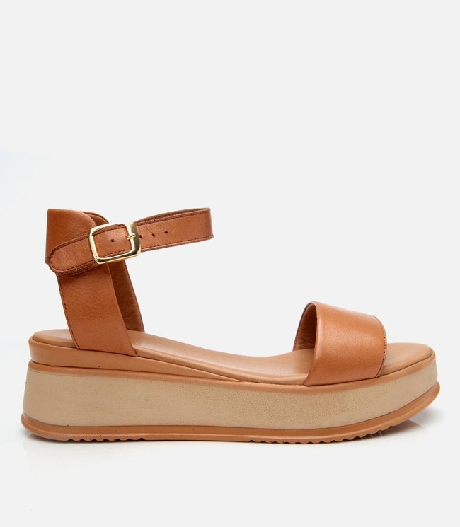  Kadın Deri Taba Dolgu Topuklu Sandalet