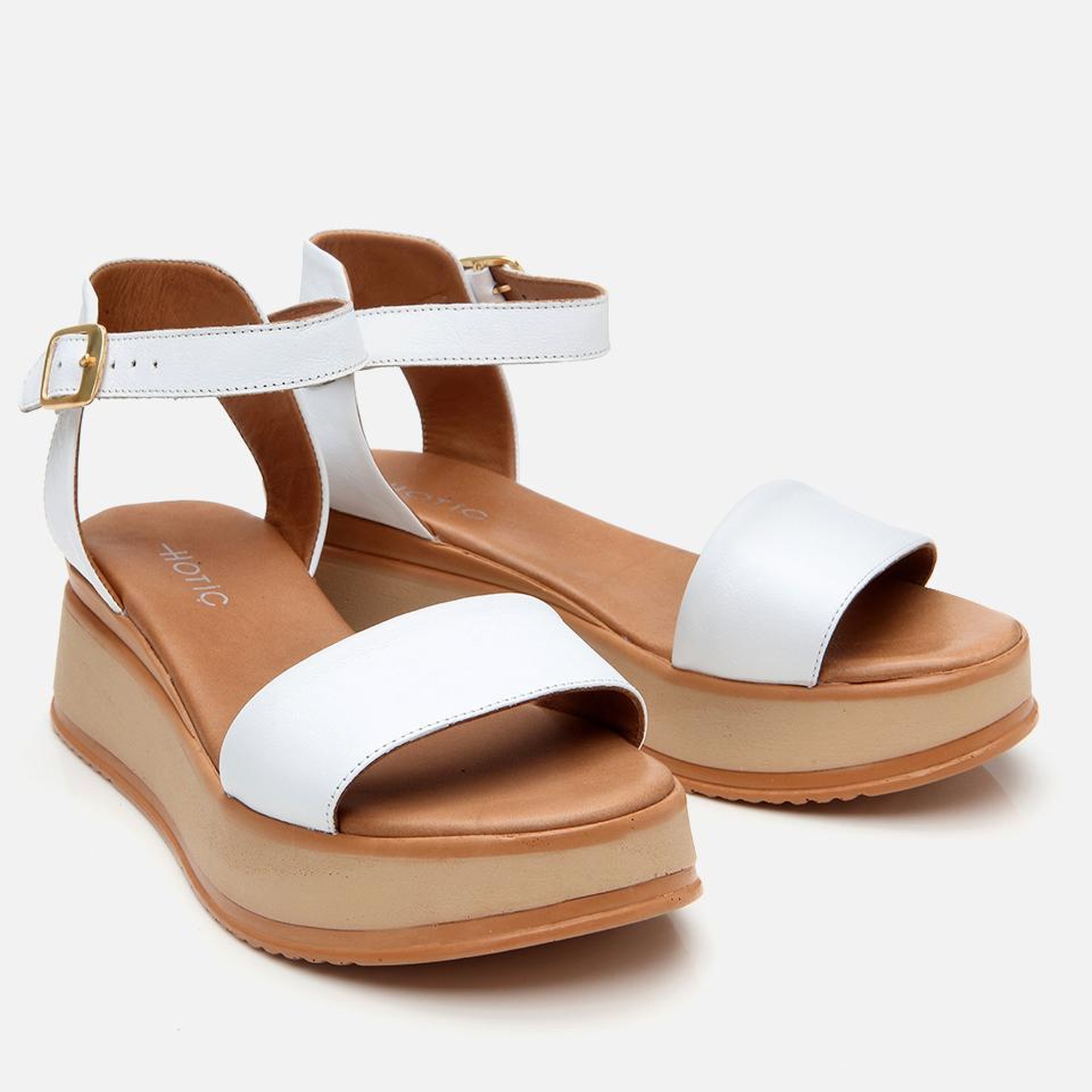 Kadın Deri Beyaz Dolgu Topuklu Sandalet