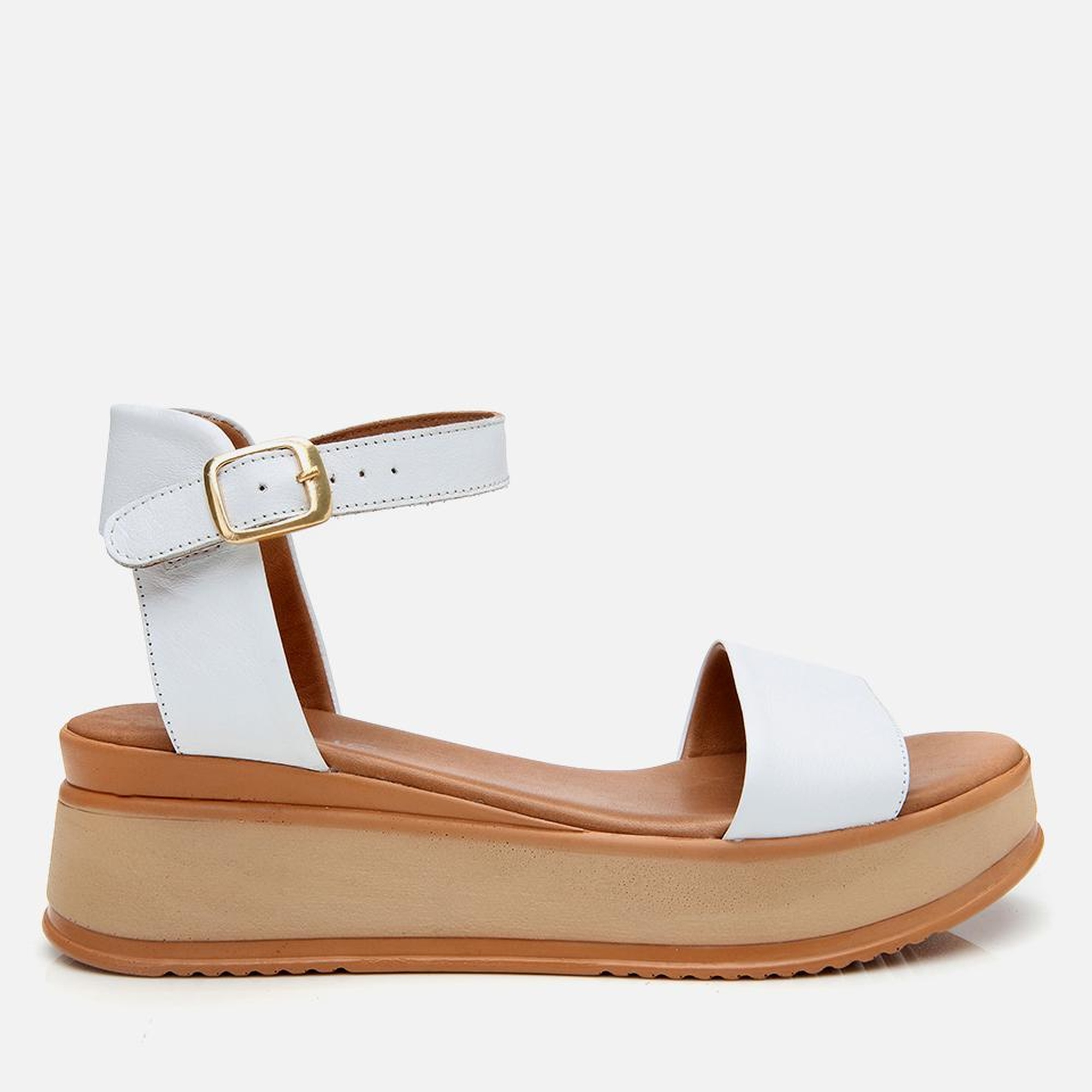 Kadın Deri Beyaz Dolgu Topuklu Sandalet